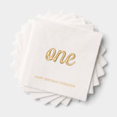 Elegante Fancy One 1st Birthday Gold Foil servette Folie Servetten (Insitu (Gestapeld))