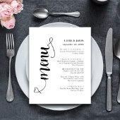 Elegante Fancy Script Wedding Menu Kaart voor Bord