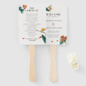 Elegante Fancy Tropische Bloemen Bruiloft Handwaaier (Voorkant en achterkant)