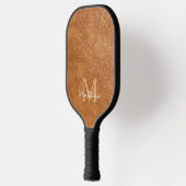 Elegante faux bruin lederen textuur gepersonalisee pickleball paddle (Links)