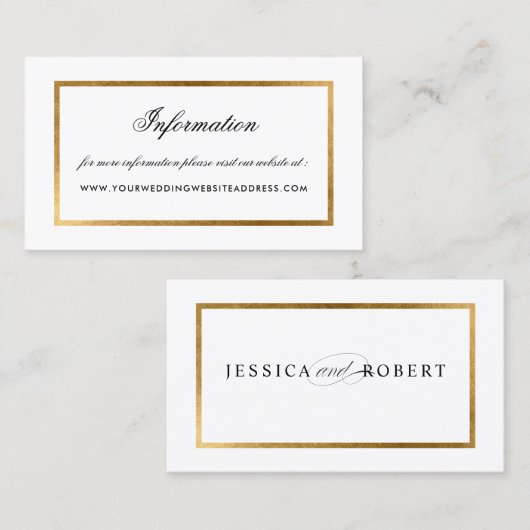 Elegante Faux Gold Border Informatie Website Visitekaartje (Voorkant / Achterkant)