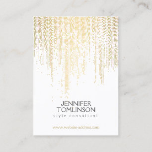 Elegante Faux Gold Confetti Stippen op White Large Visitekaartje