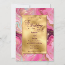 Elegante Faux Gold en Pink Marbled Wedding
