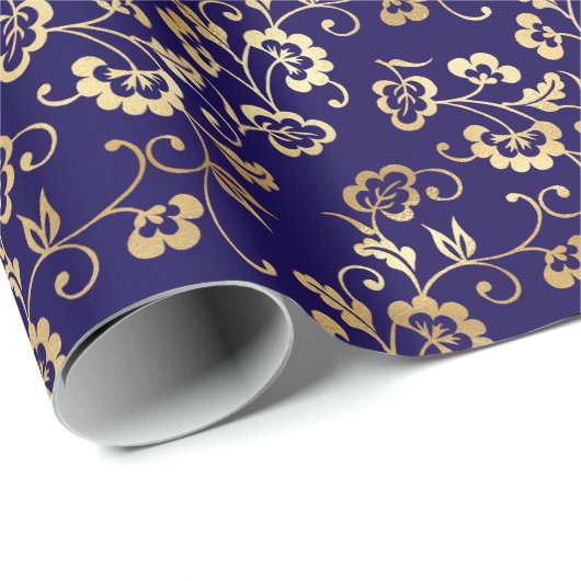 Elegante Faux Gold Foil Patroon Kerstmis Cadeaupapier (Rol Hoek)