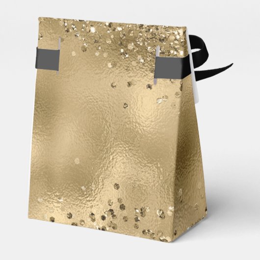 Elegante Faux Gold Glitter en Folie bruiloft Bedankdoosjes (Achterkant)