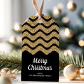 Elegante Faux Gold Glitter Vrolijk Kerstfeest Cadeaulabel