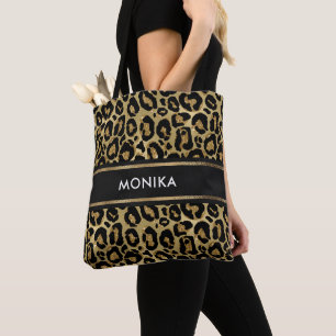 Elegante Faux Gold Leopard Dierenprint Custom Draagtas