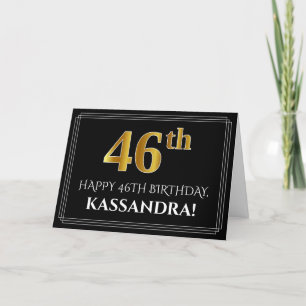 Elegante Faux Gold look "46th" Verjaardag + Naam Kaart