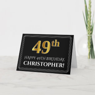Elegante Faux Gold Look "49th" Verjaardag + Naam Kaart