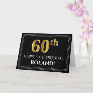 Elegante Faux Gold look "60th" Verjaardag + Naam Kaart