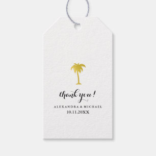 Elegante Faux Gold Palm Bruiloft Cadeaulabel