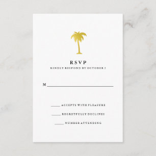 Elegante Faux Gold Palm Bruiloft RSVP Kaartje