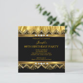 Elégante Faux Gold Silk Black Diamond Invitation (Debout devant)