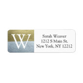 Elegante Faux Gold & Silver Monogram Adresetikette Etiket (Voorkant)