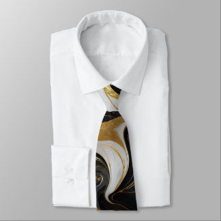 Elegante faux goud, zwart en wit gemarmerd stropdas