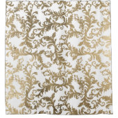 Elegante  faux gouden bloemendamast douchegordijn (Voorkant)