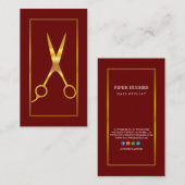 Elegante faux gouden schaar chique haarstylist visitekaartje (Voorkant / Achterkant)