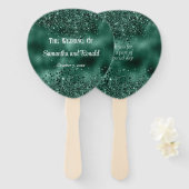 Elegante Faux Green Glitter en Folie bruiloft Handwaaier (Voorkant en achterkant)