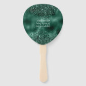 Elegante Faux Green Glitter en Folie bruiloft Handwaaier (Achterkant)