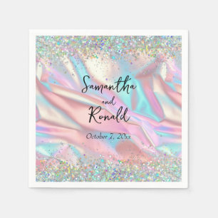 Elegante faux iriserende Folie en glitter bruiloft Servet