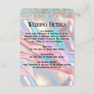 Elegante faux iriserende Folie en glitter Informatiekaartje