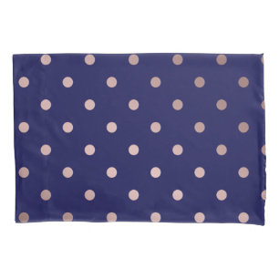 Elegante Faux roos Gouden Blauwe Polka stippen Kussensloop