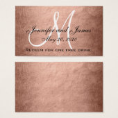 Elégante Faux Rose Gold Black Mariage Drink Card (Devant & derrière)