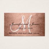 Elégante Faux Rose Gold Black Mariage Drink Card (Devant)