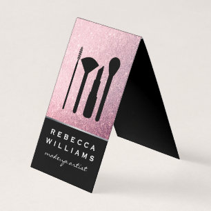 Elegante Faux Roze Glitter Make-up Set Visitekaartjes