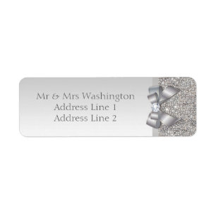 Elegante Faux Silver Sequins Bow en Diamond Etiket