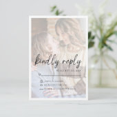 Elégante Faux Vellum Effect Photo Wedding Carte RS (Debout devant)