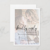 Elégante Faux Vellum Effect Photo Wedding Carte RS (Devant / Derrière)