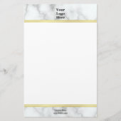 Elegante faux wit marmer uw Logo hier stationer Briefpapier (Voorkant)