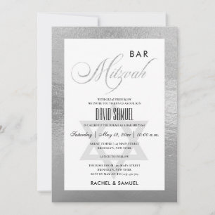 ELEGANTE FAUX ZILVER EENVOUDIGE BAT BAR MITZVAH KAART