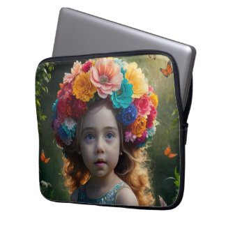 Elegante fee in Floral Wonderland: Fantasy Art Laptop Sleeve