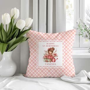 Elegante Fee Meisje Blush Bloemige Verjaardag Kuss Kussen