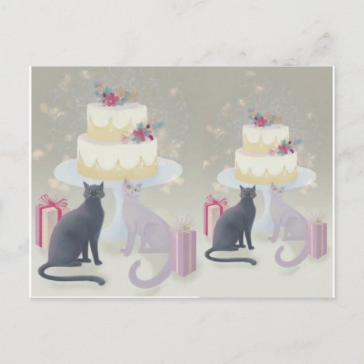 Elegante Feestelijke Katten Viering Briefkaart (Voorkant)