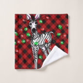 Elegante feestelijke kerst Zebra twinkle lichten Bad Handdoek (Wasdoekje)
