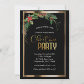 Elegante feestelijke kerstgouden uitnodiging (Voorkant)