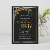 Elegante feestelijke kerstgouden uitnodiging (Staand voorkant)