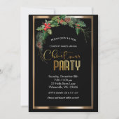 Elegante feestelijke kerstgouden uitnodiging (Voorkant)