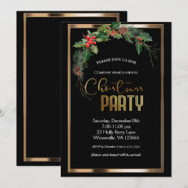 Elegante feestelijke kerstgouden uitnodiging