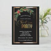 Elegante feestelijke kerstgouden uitnodiging (Staand voorkant)