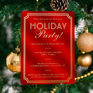 Elegante feestelijke kerstpartij Echt Kerstmis Folie Uitnodiging