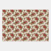 Elegante feestelijke rode & groene kerst botanisch inpakpapier vel (Voorkant 3)