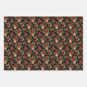 Elegante feestelijke rode & groene kerst botanisch inpakpapier vel (Voorkant 2)