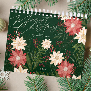 Elegante Feestelijke Vrolijke Kerstmis Poinsettia  Kalender