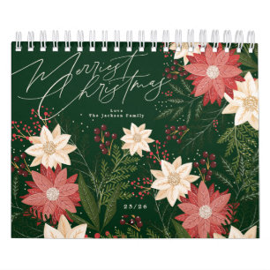 Elegante Feestelijke Vrolijke Kerstmis Poinsettia Kalender
