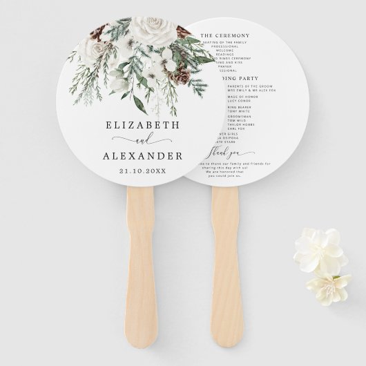 Elegante feestelijke winter evergreen bruiloft pro handwaaier (Voorkant en achterkant)