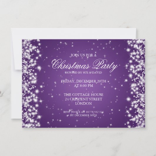 Elegante feestglans paars kaart (Voorkant)